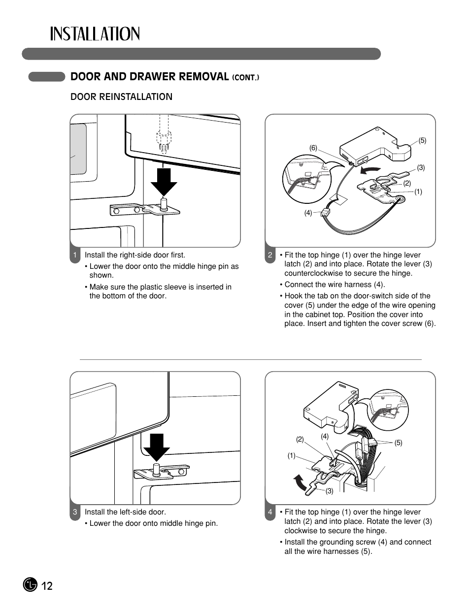 12 door and drawer removal | LG LFX25961ST User Manual | Page 12 / 44