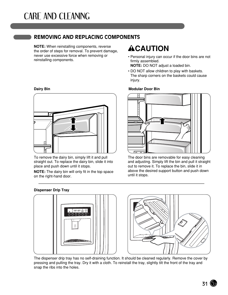 Wcaution | LG LFX25961ST User Manual | Page 31 / 44