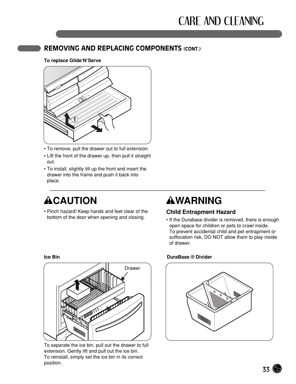 Wcaution, Wwarning | LG LFX25961ST User Manual | Page 33 / 44