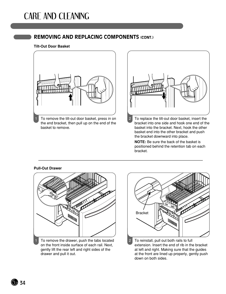 Removing and replacing components | LG LFX25961ST User Manual | Page 34 / 44