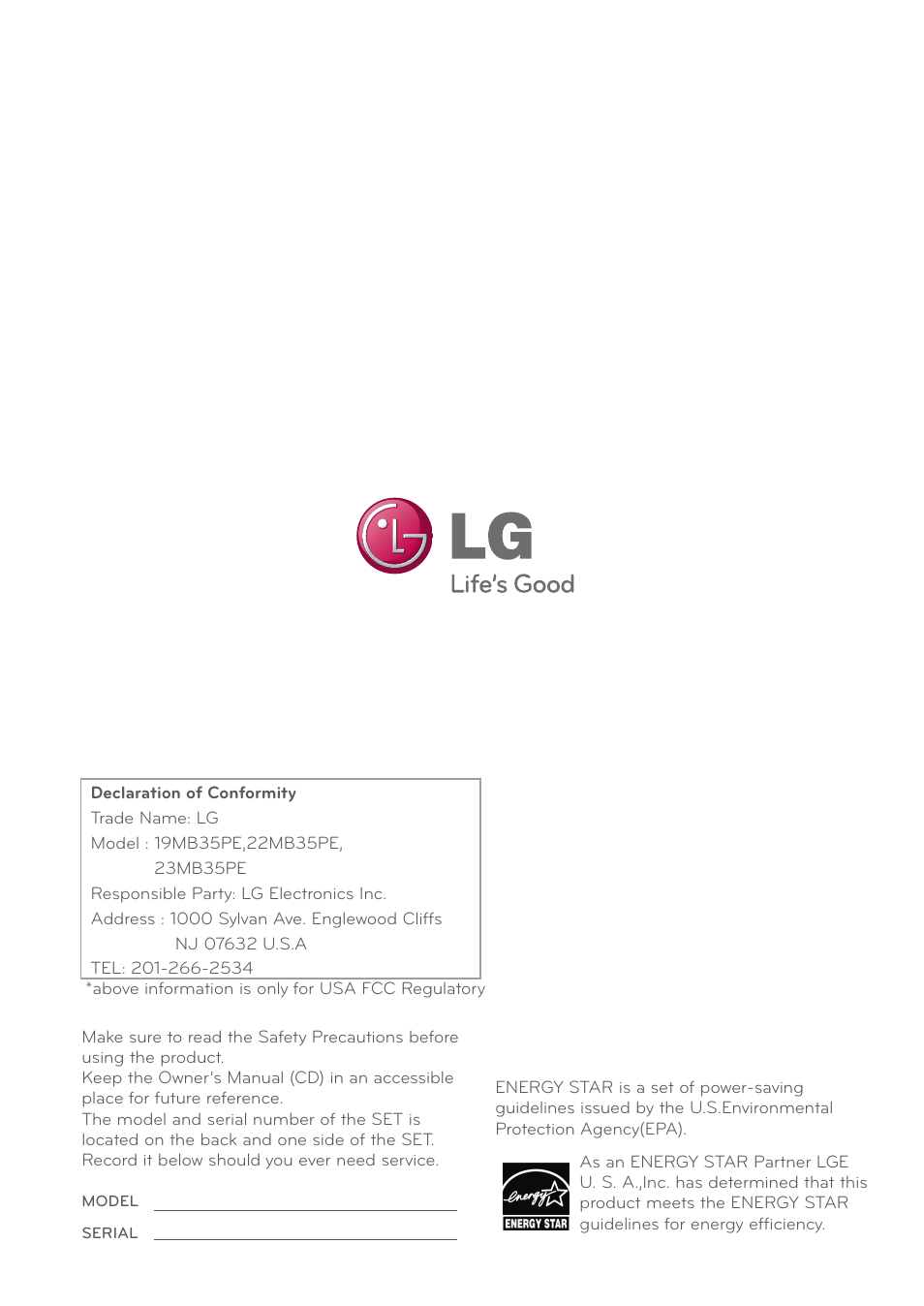 LG 19MB35P-B User Manual | Page 28 / 28