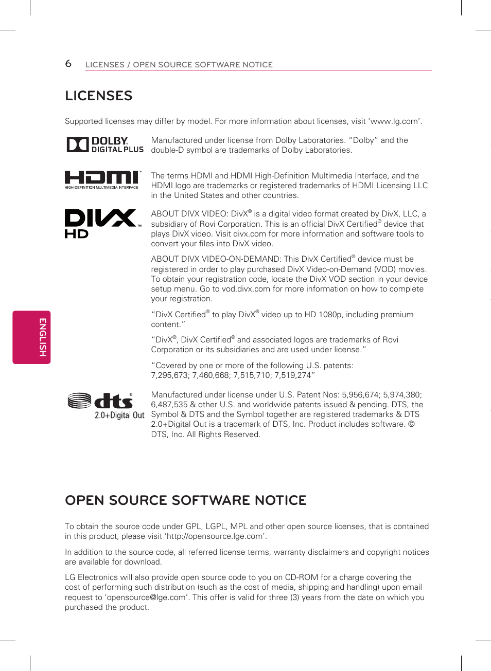 LG 60PN5700 User Manual | Page 6 / 52