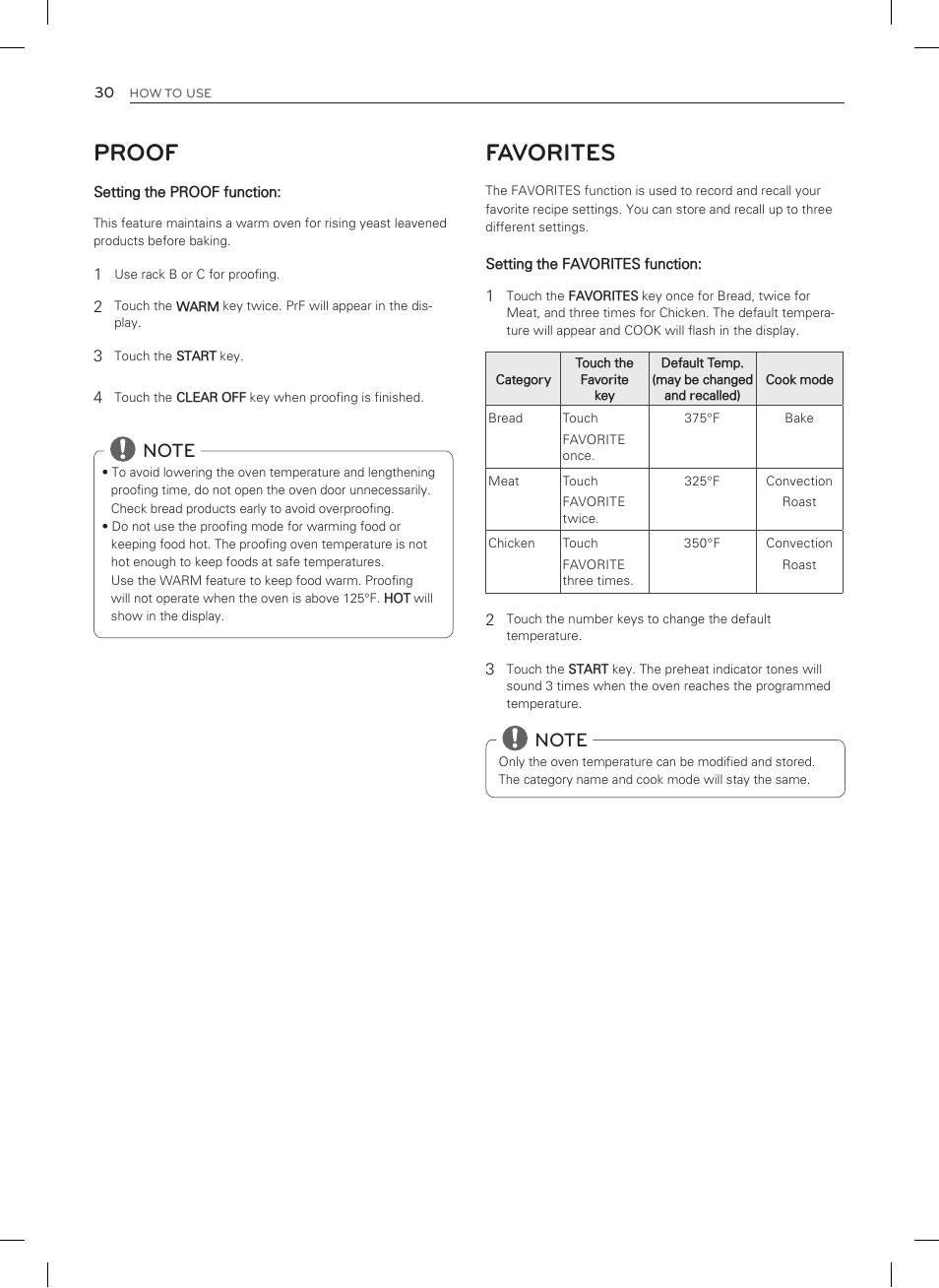 Proof, Favorites | LG LSRG309ST User Manual | Page 30 / 92