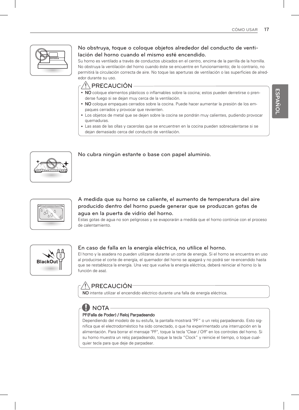 Precaución, Nota | LG LSRG309ST User Manual | Page 61 / 92