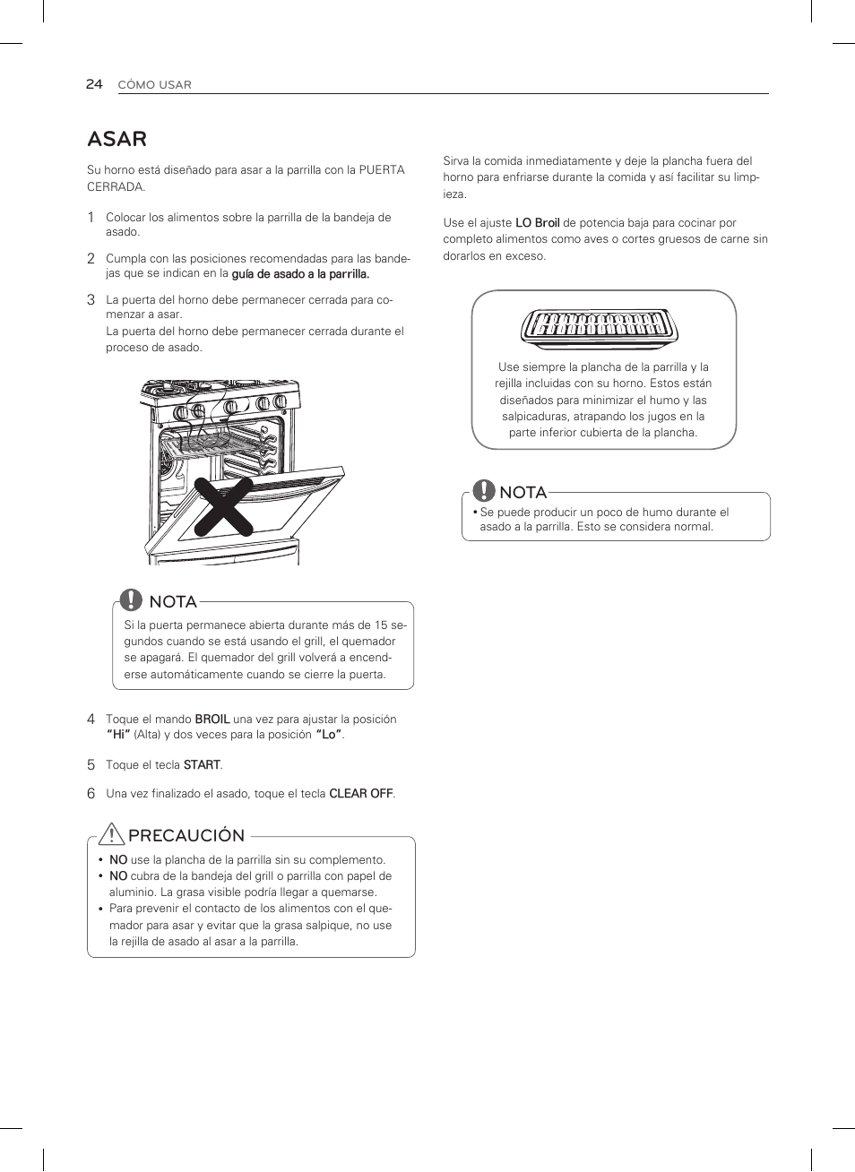 Asar, Nota, Precaución | LG LSRG309ST User Manual | Page 68 / 92