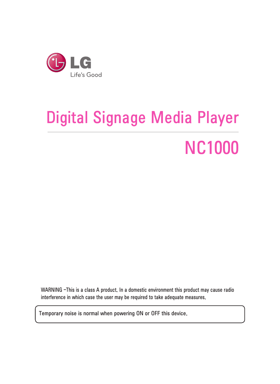 LG NC1000 User Manual | 58 pages