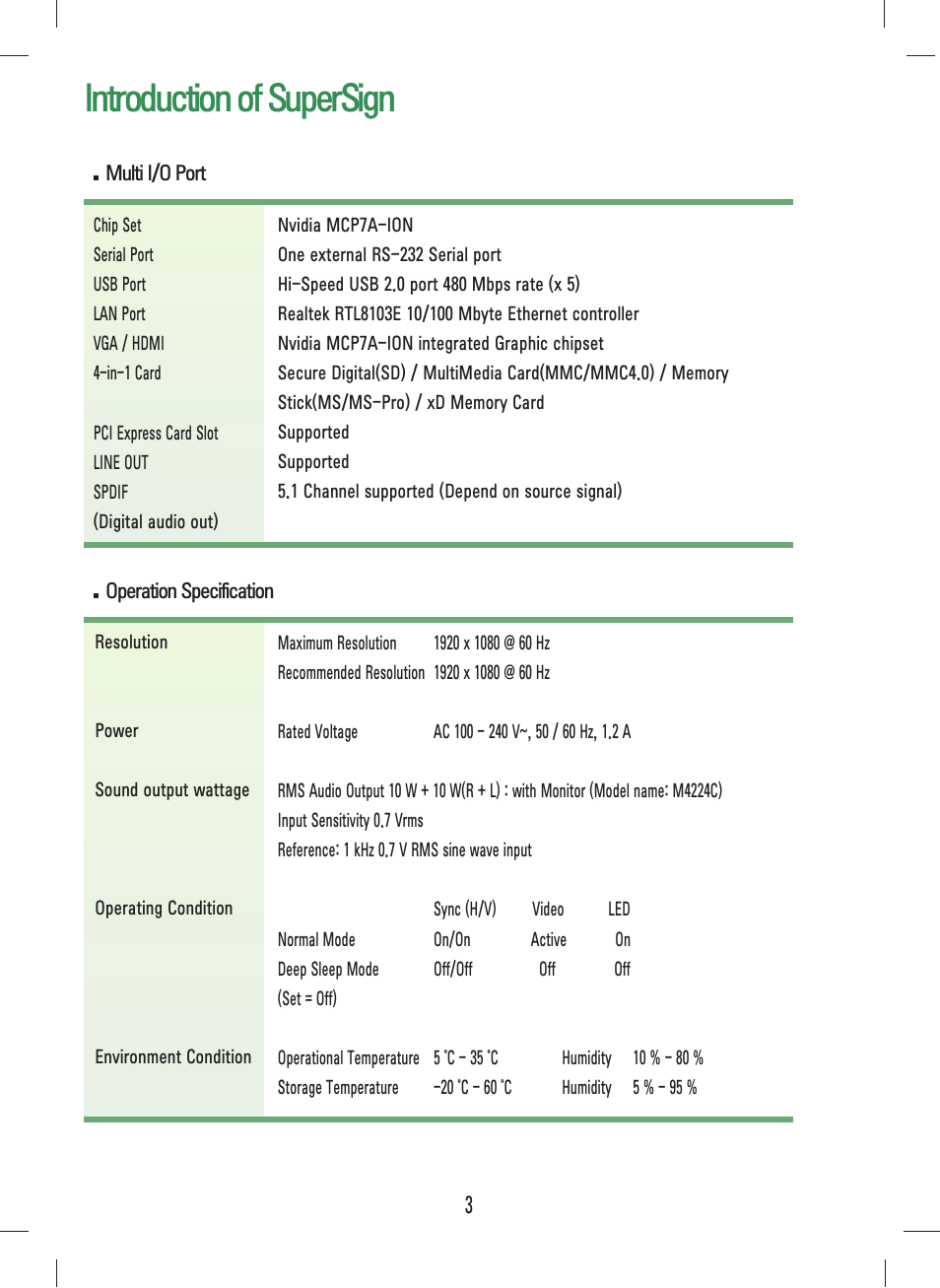 Introduction of supersign | LG NC1000 User Manual | Page 6 / 58