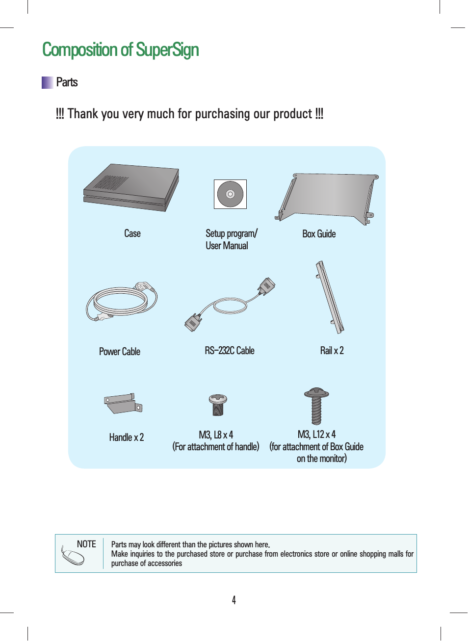 Composition of supersign, Parts | LG NC1000 User Manual | Page 7 / 58