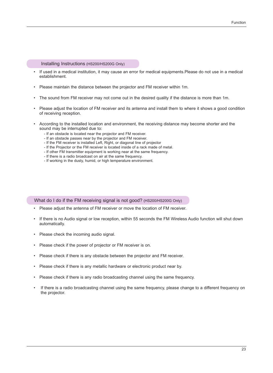 Installing instructions (hs200/hs200g only), Hs200/hs200g only) | LG HS201 User Manual | Page 23 / 44