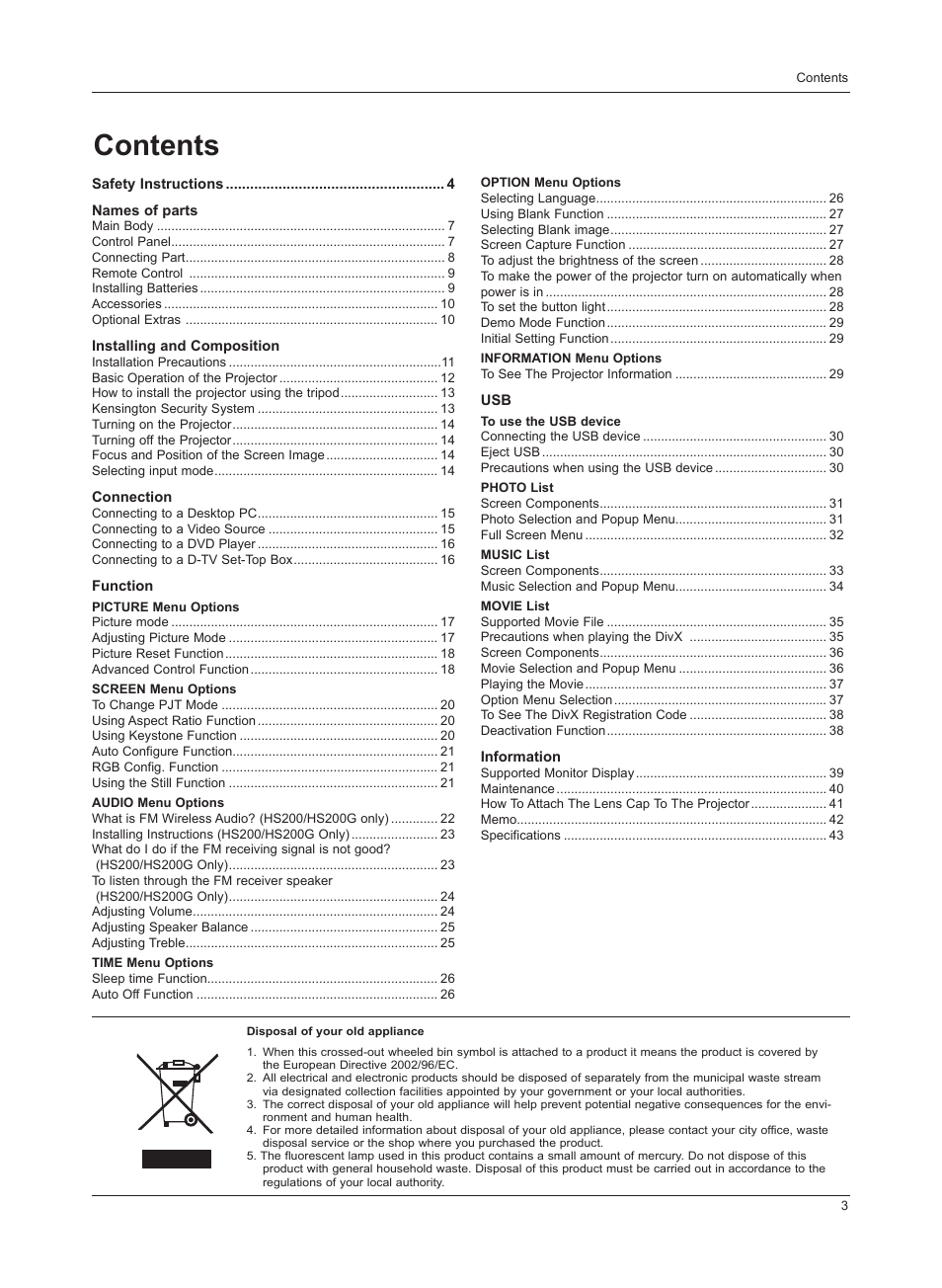 LG HS201 User Manual | Page 3 / 44