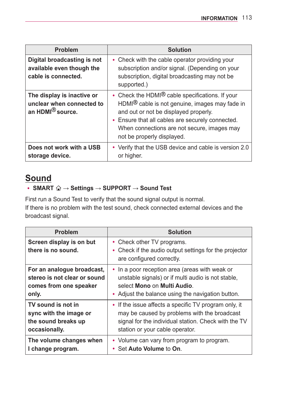 Sound | LG PF85U User Manual | Page 113 / 120