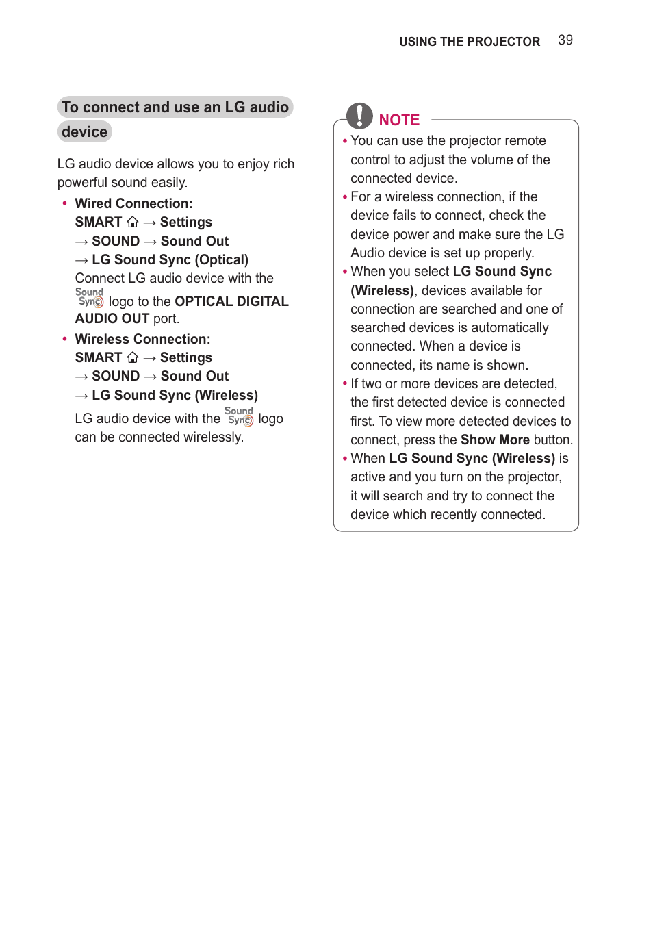 LG PF85U User Manual | Page 39 / 120