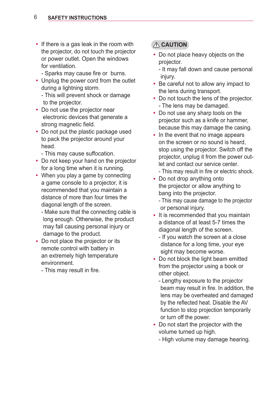 LG PF85U User Manual | Page 6 / 120