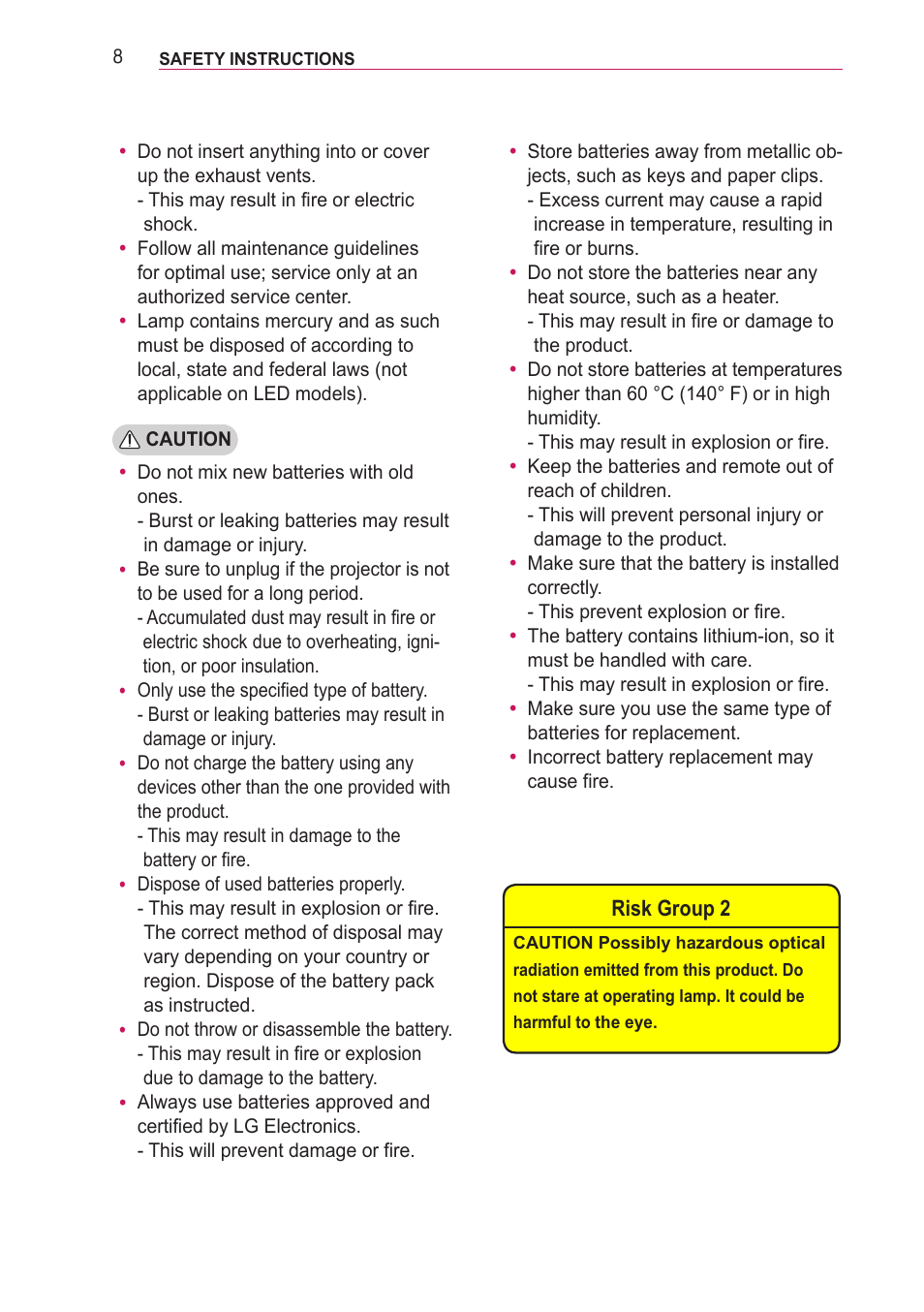 LG PF85U User Manual | Page 8 / 120