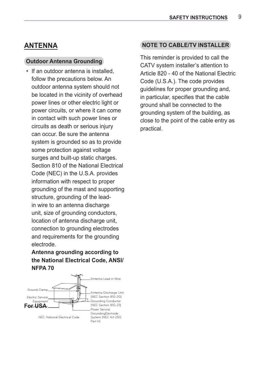 Antenna | LG PF85U User Manual | Page 9 / 120