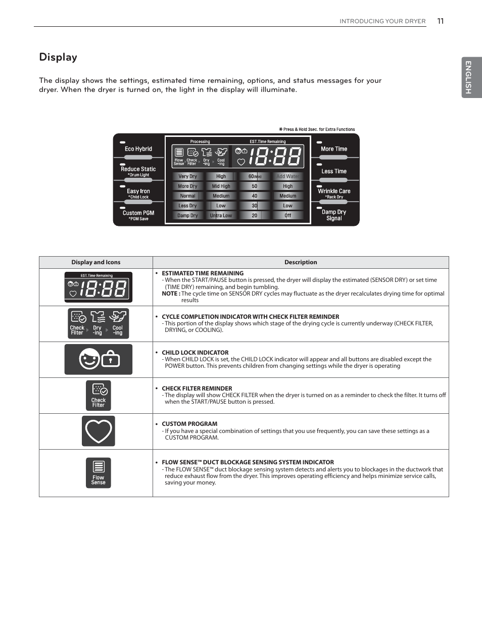 Display | LG DLHX4072W User Manual | Page 11 / 92