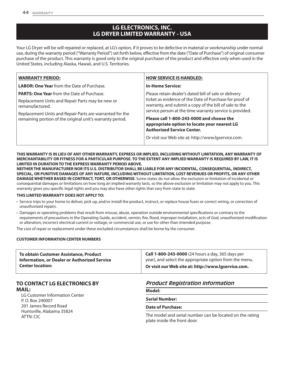 LG DLHX4072W User Manual | Page 44 / 92