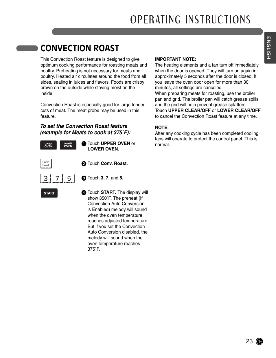 Convection roast | LG LWD3081ST User Manual | Page 23 / 80