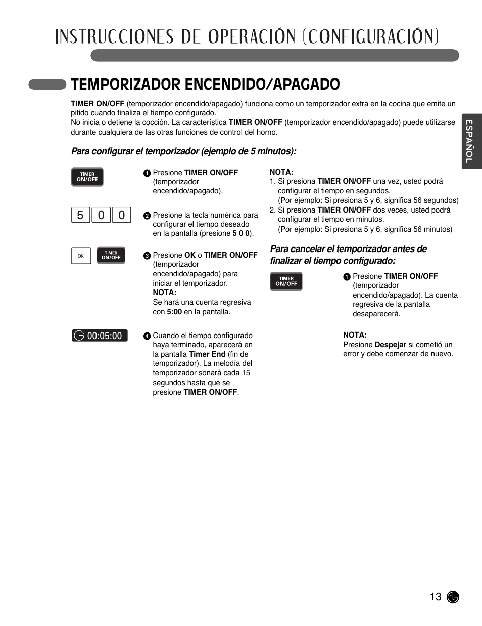 Temporizador encendido/apagado | LG LWD3081ST User Manual | Page 53 / 80