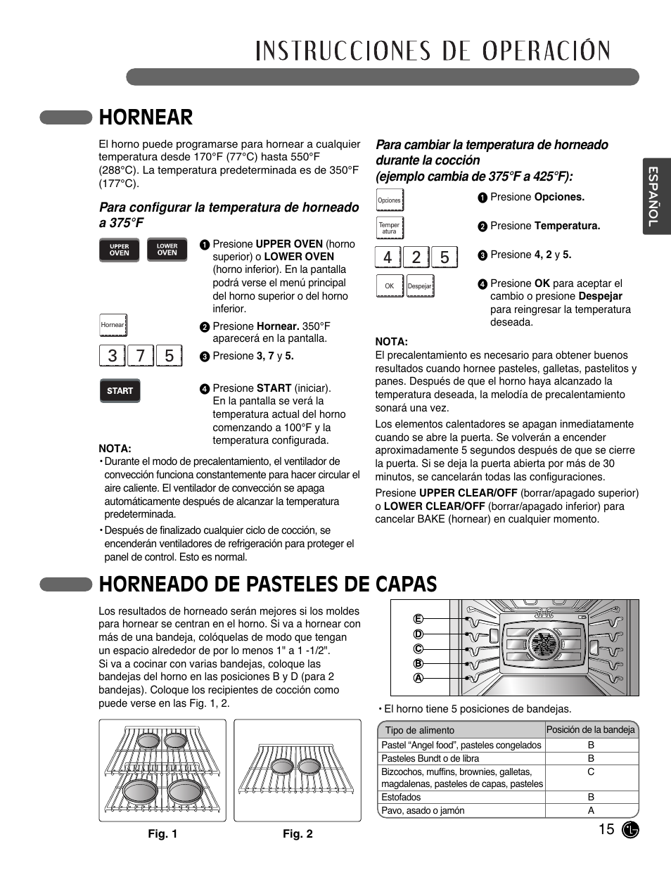 Hornear, Horneado de pasteles de capas | LG LWD3081ST User Manual | Page 55 / 80