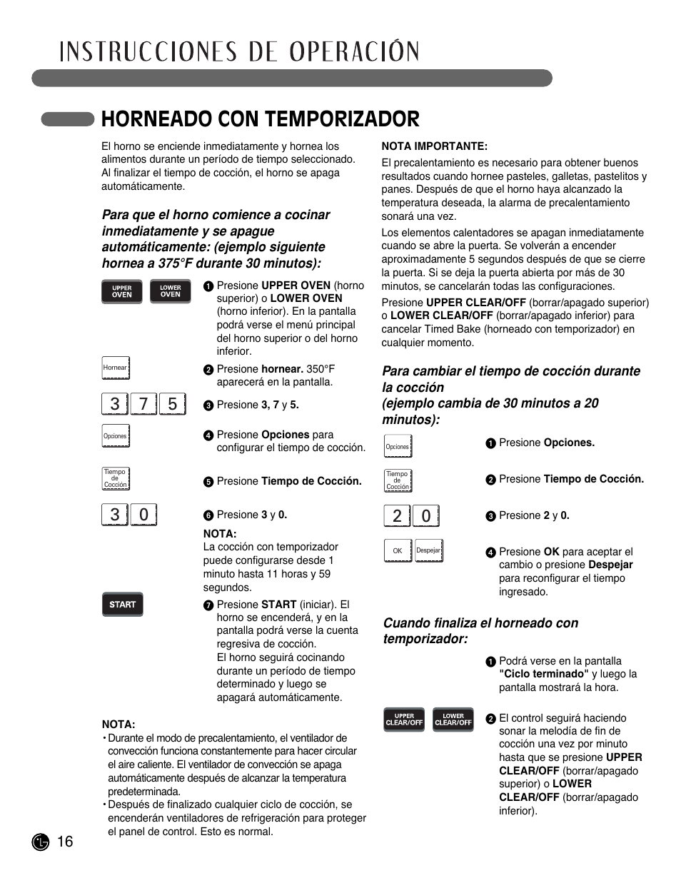 Horneado con temporizador | LG LWD3081ST User Manual | Page 56 / 80