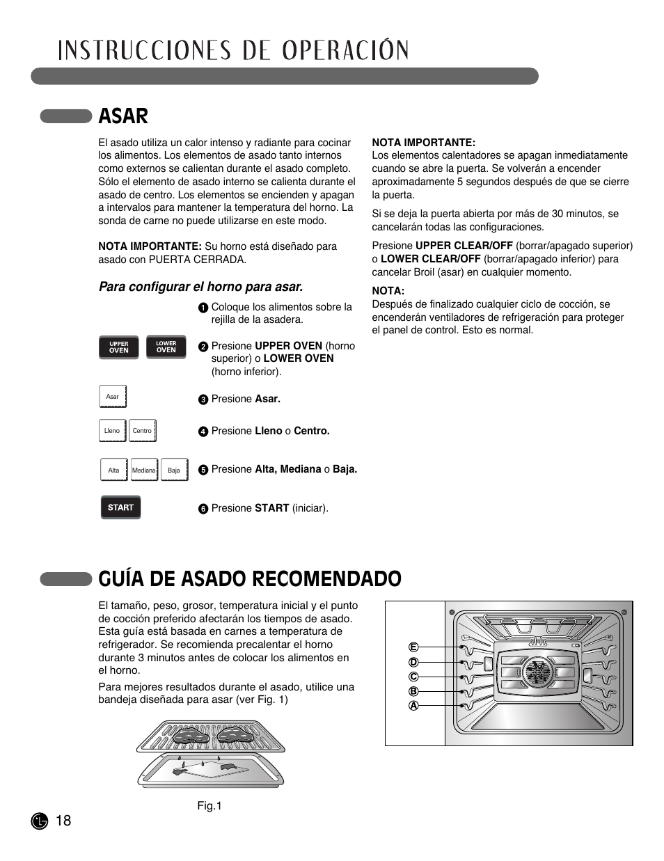 Asar, Guía de asado recomendado | LG LWD3081ST User Manual | Page 58 / 80