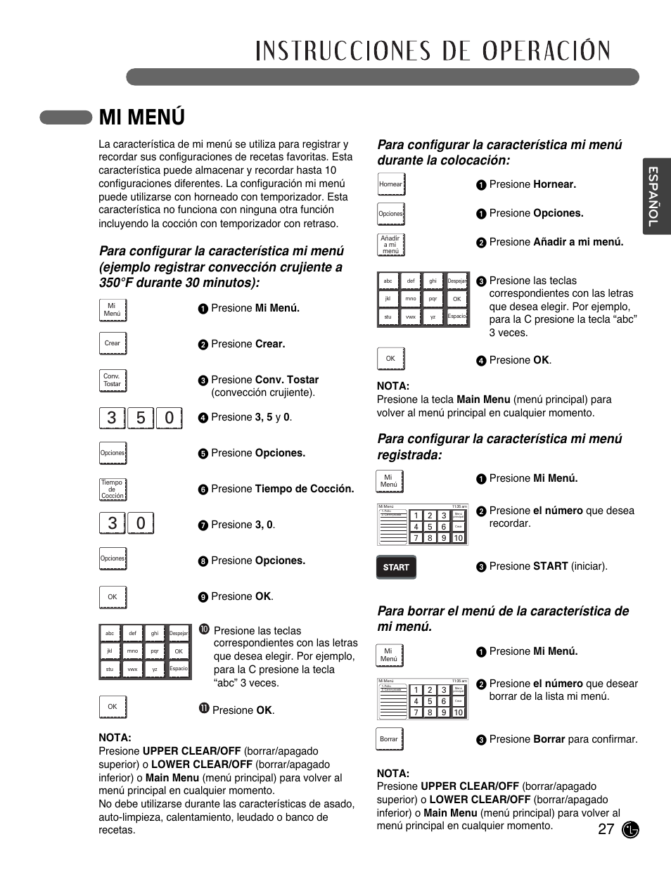 Mi menú, Español | LG LWD3081ST User Manual | Page 67 / 80