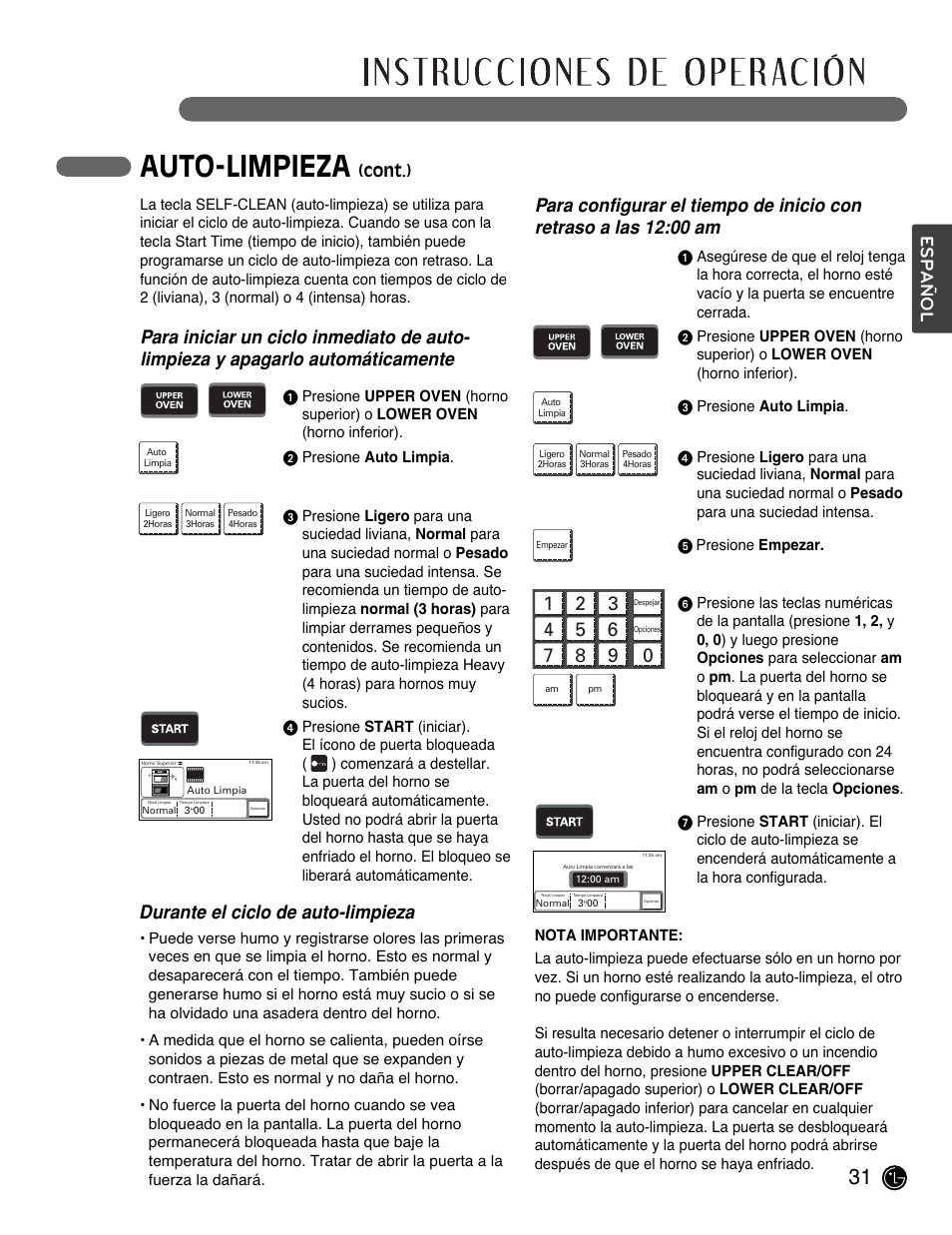 Auto-limpieza, Español, Cont.) | LG LWD3081ST User Manual | Page 71 / 80