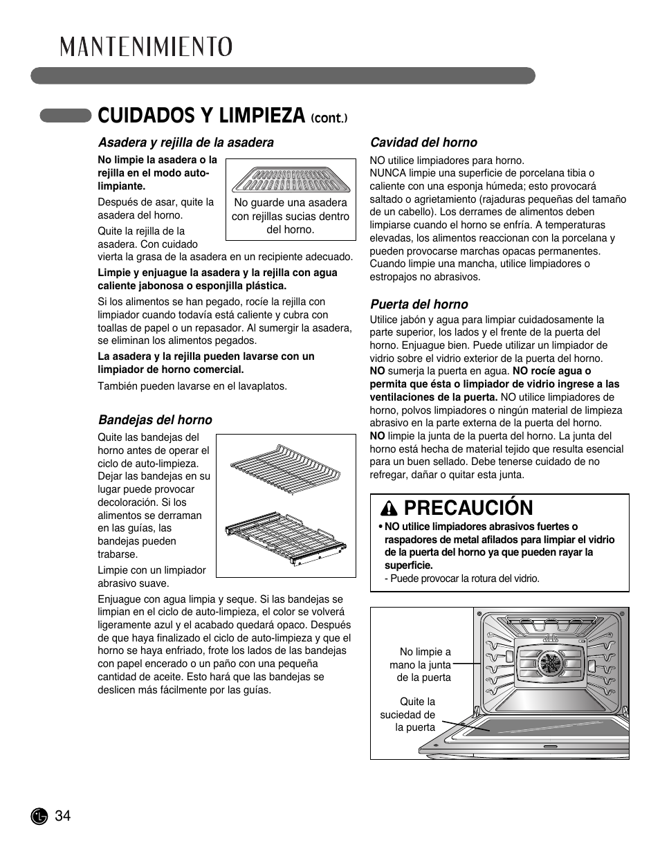 Cuidados y limpieza, Precaución | LG LWD3081ST User Manual | Page 74 / 80