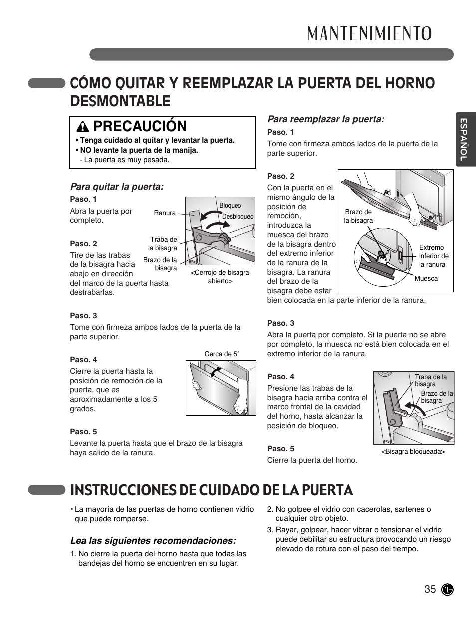 Precaución | LG LWD3081ST User Manual | Page 75 / 80