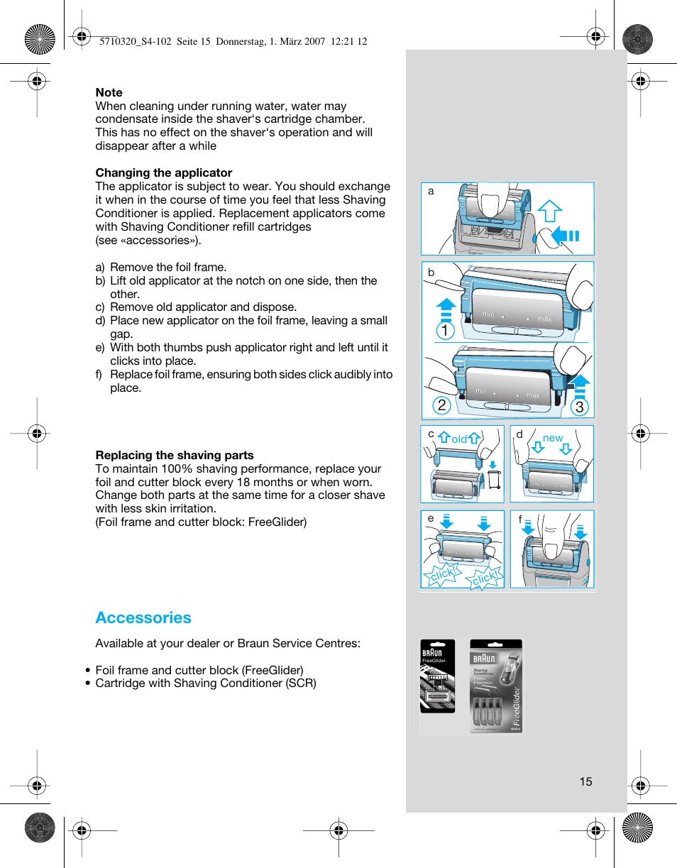 Accessories | Braun 6680 FreeGlider User Manual | Page 15 / 99