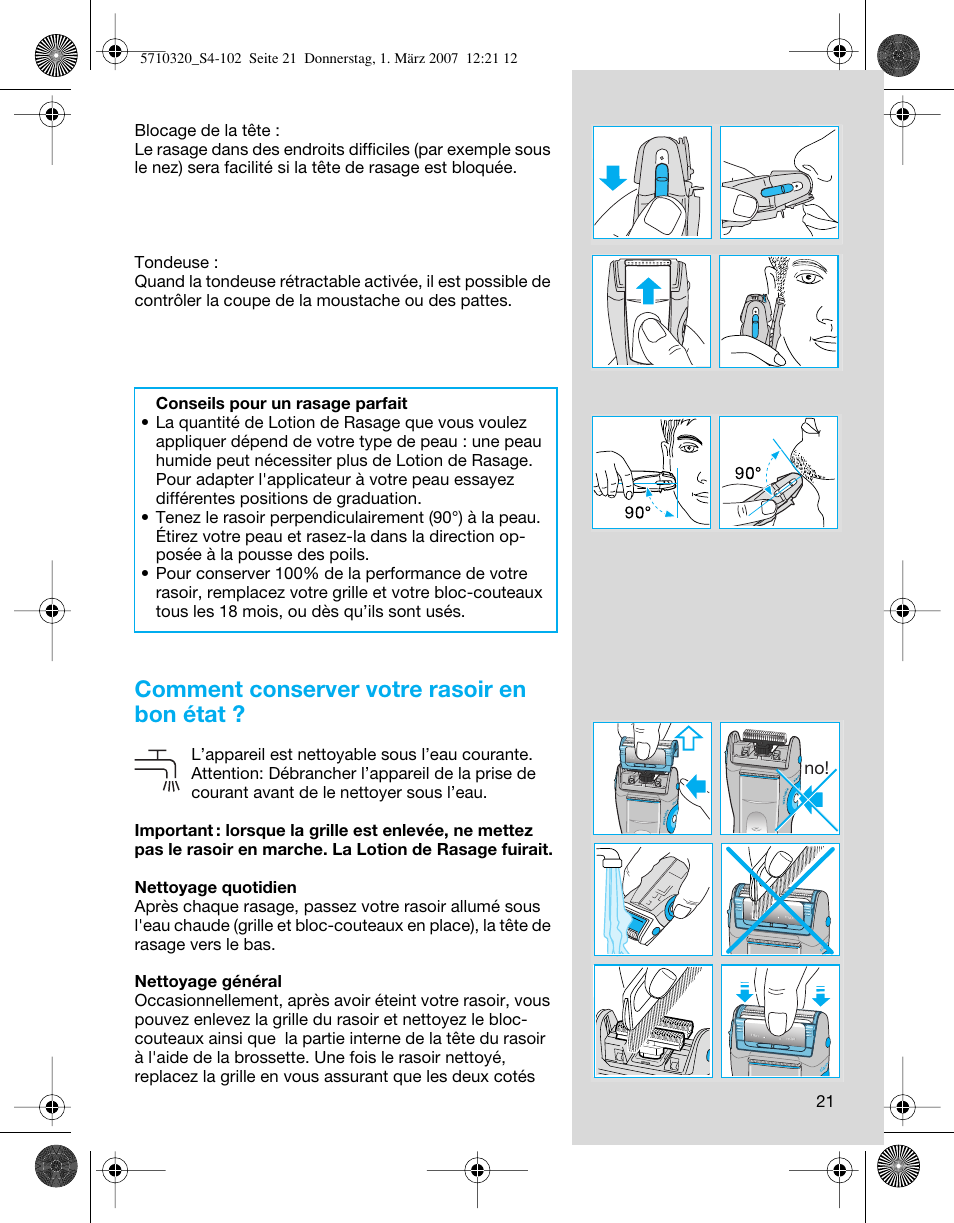 Comment conserver votre rasoir en bon état | Braun 6680 FreeGlider User Manual | Page 21 / 99