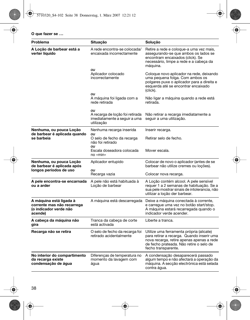 Braun 6680 FreeGlider User Manual | Page 38 / 99