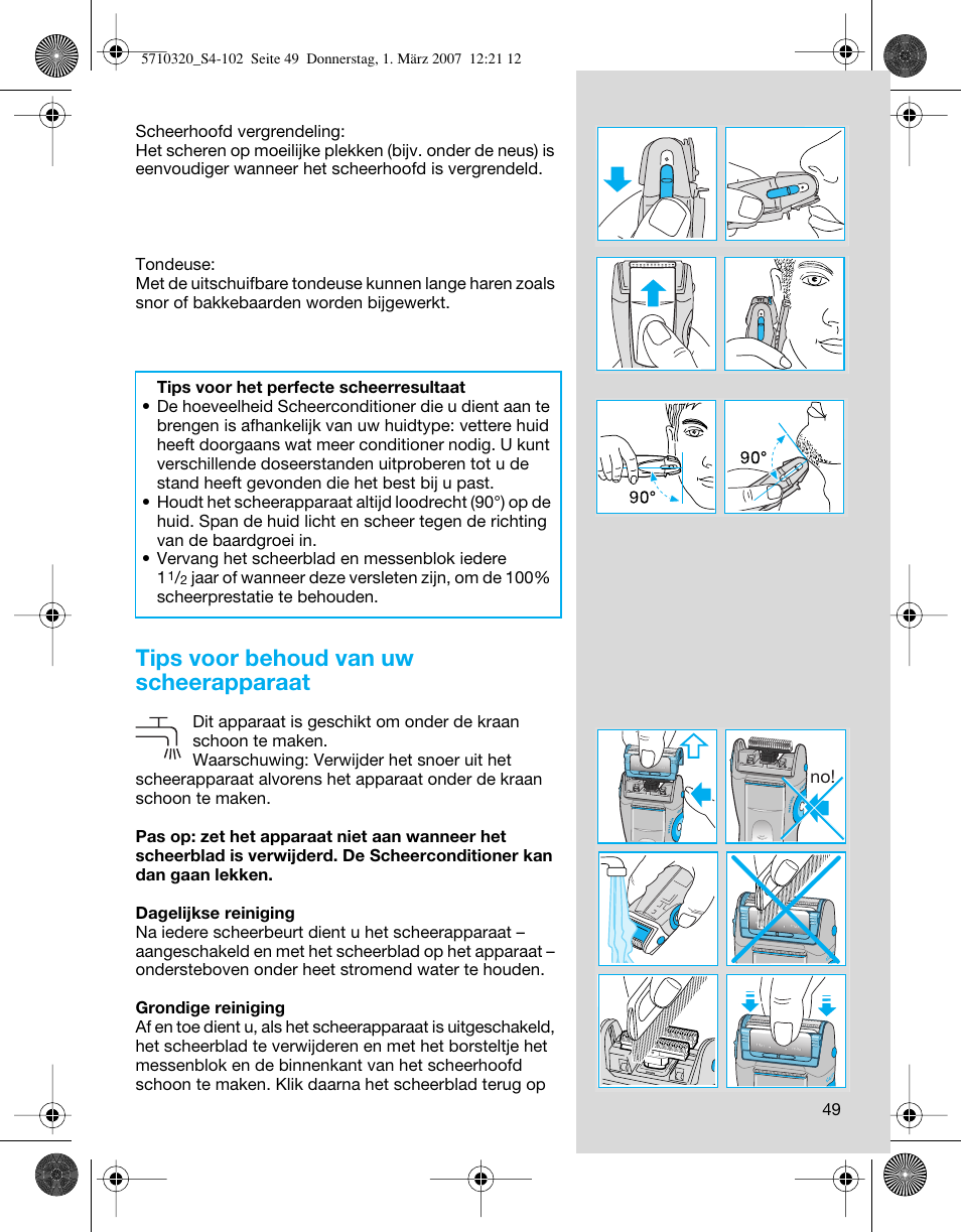 Tips voor behoud van uw scheerapparaat | Braun 6680 FreeGlider User Manual | Page 49 / 99