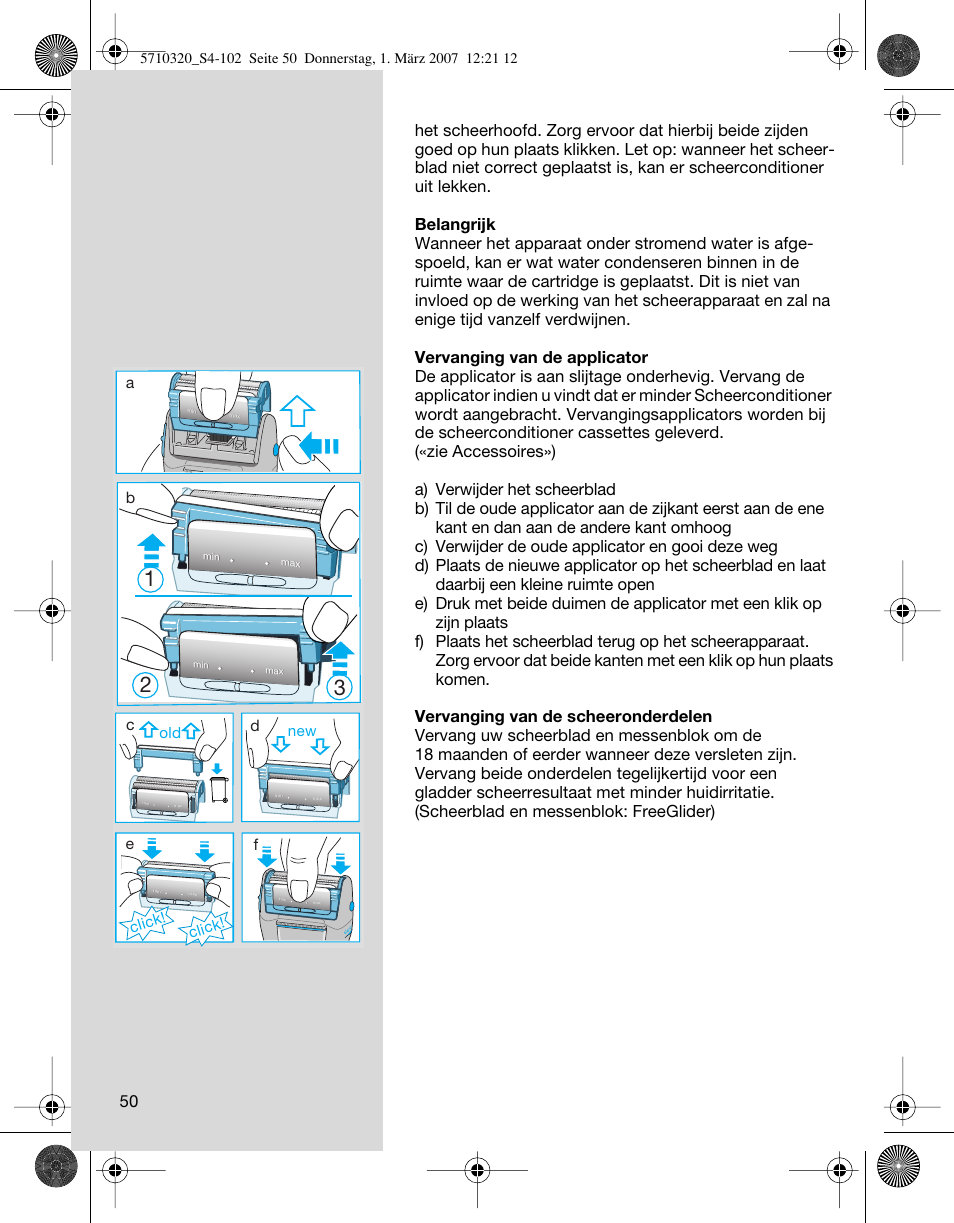 Click, Click! d | Braun 6680 FreeGlider User Manual | Page 50 / 99