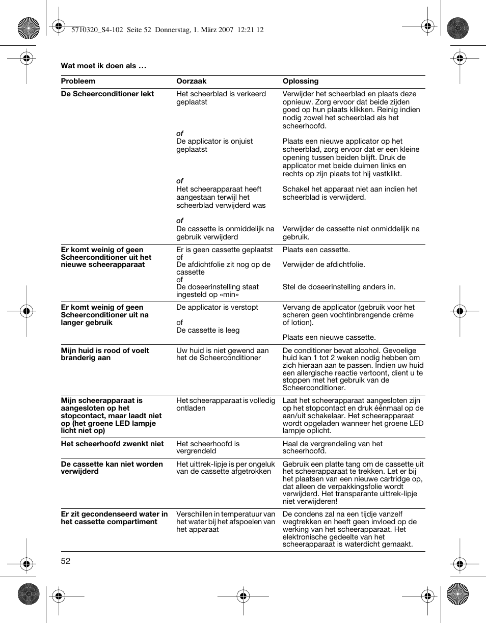 Braun 6680 FreeGlider User Manual | Page 52 / 99