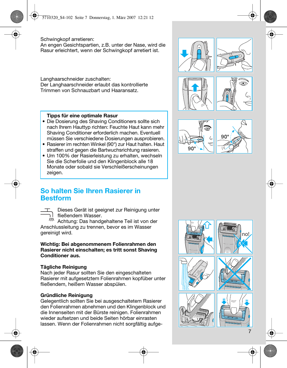 So halten sie ihren rasierer in bestform | Braun 6680 FreeGlider User Manual | Page 7 / 99