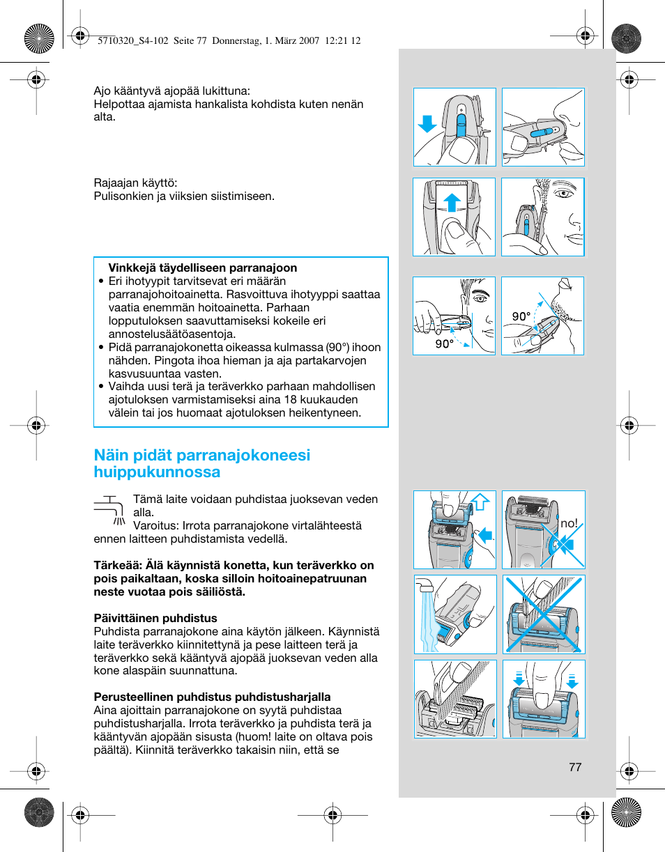 Näin pidät parranajokoneesi huippukunnossa | Braun 6680 FreeGlider User Manual | Page 77 / 99