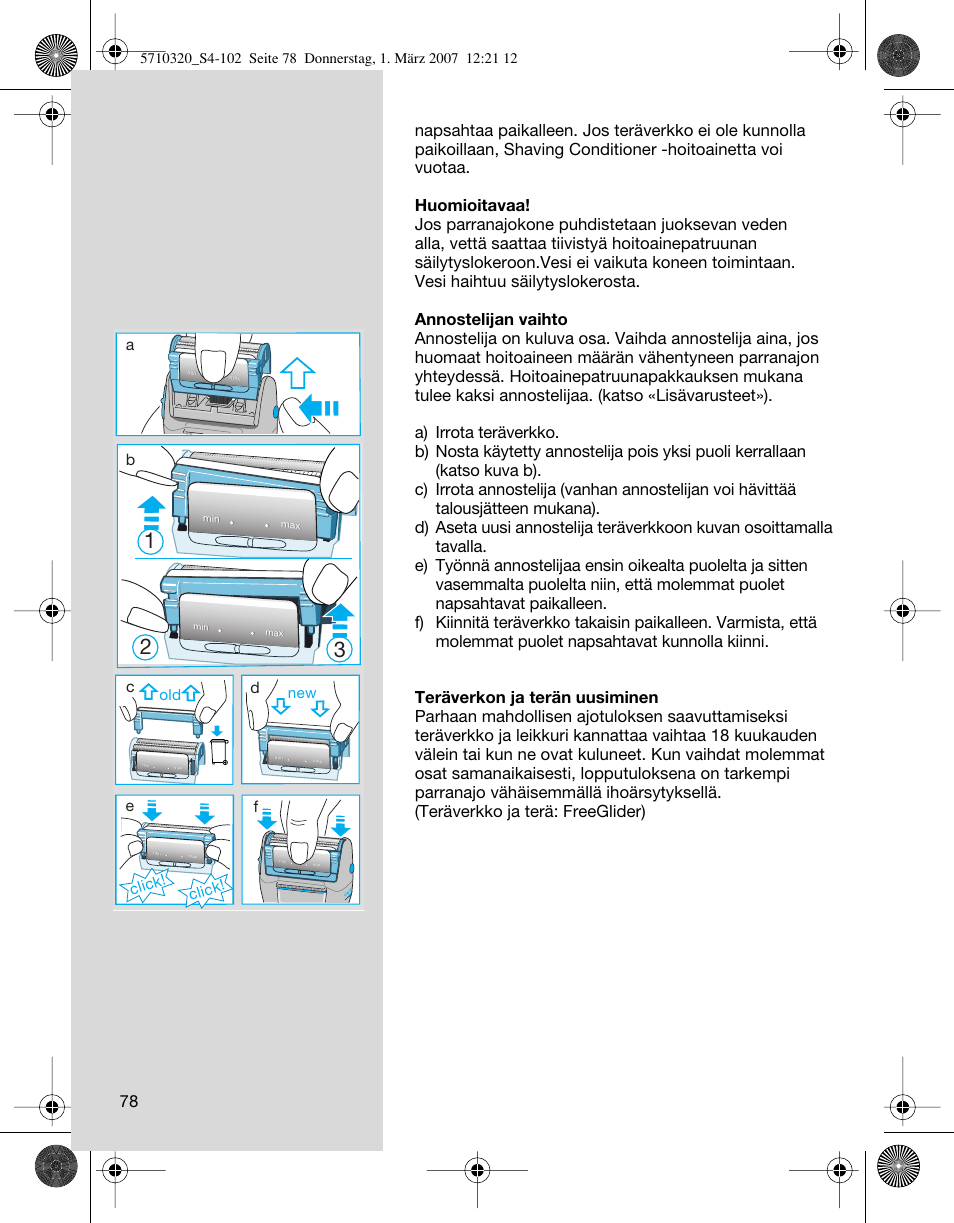 Click, Click! d | Braun 6680 FreeGlider User Manual | Page 78 / 99