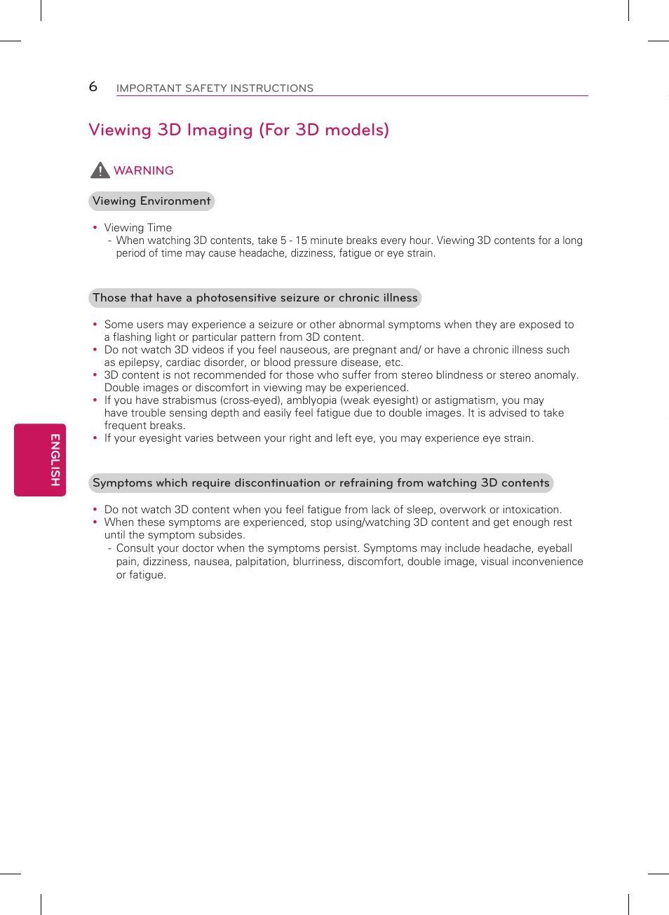 Viewing 3d imaging (for 3d models) | LG 60PH6700 User Manual | Page 6 / 56