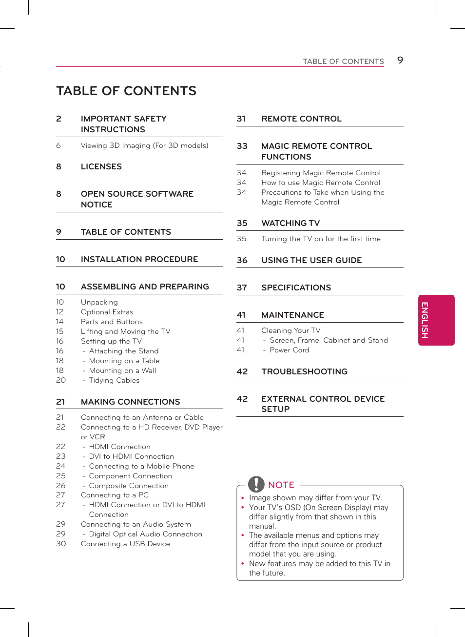 LG 60PH6700 User Manual | Page 9 / 56