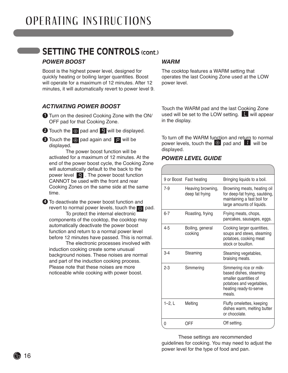 Setting the controls | LG LSCI307ST User Manual | Page 16 / 64