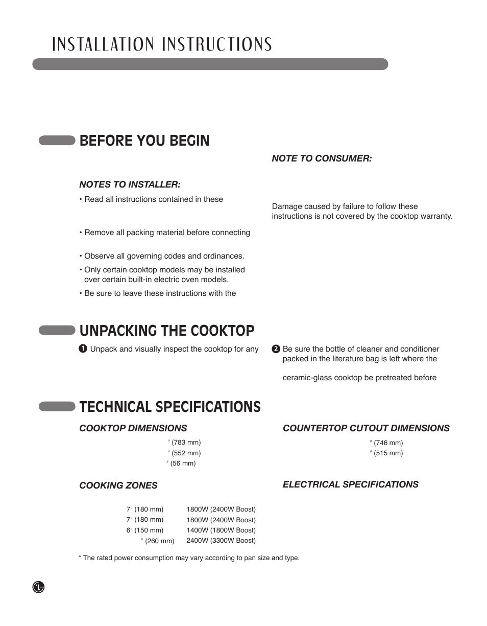 LG LSCI307ST User Manual | Page 20 / 64