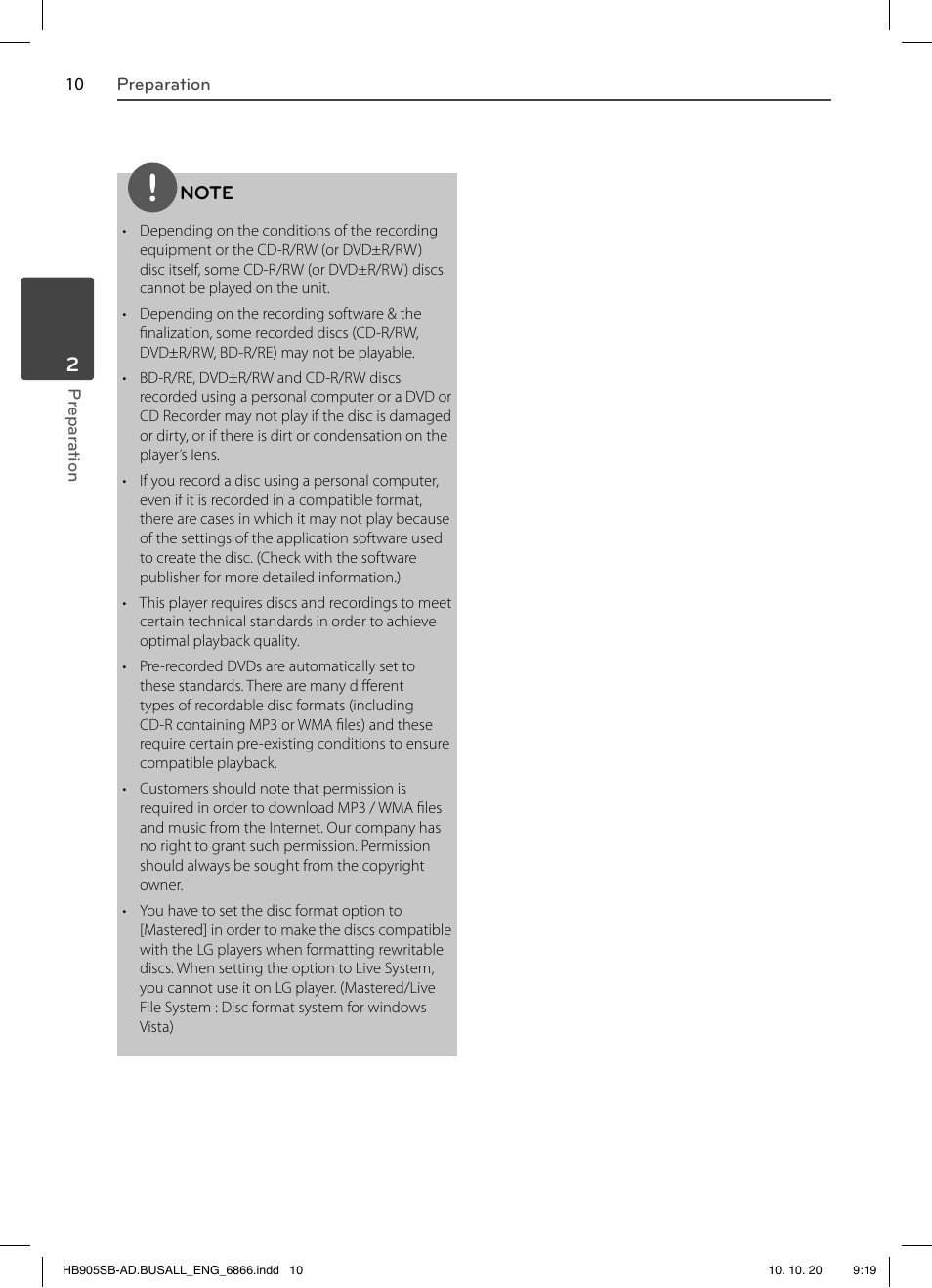 LG LHB535 User Manual | Page 10 / 112