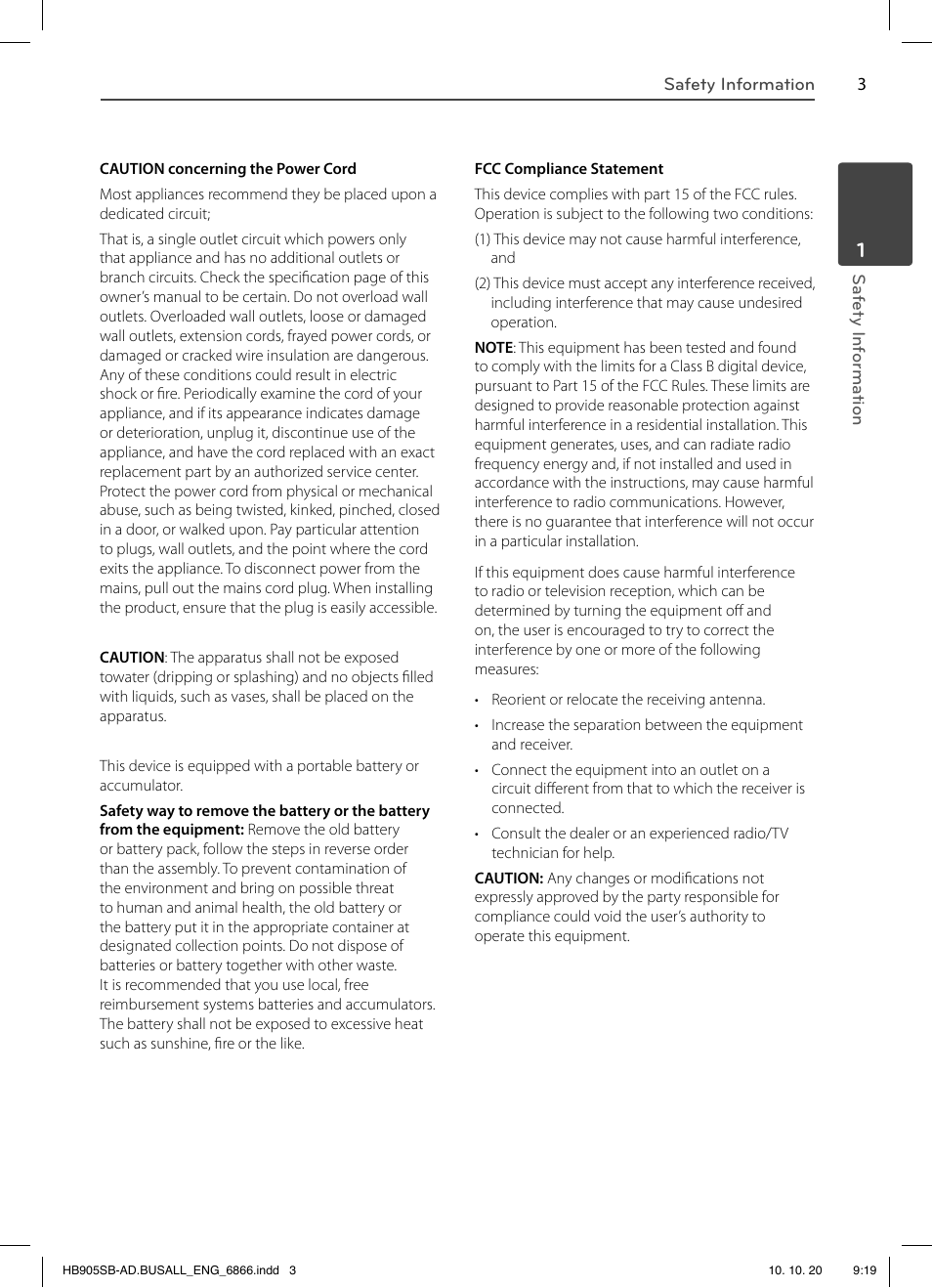 LG LHB535 User Manual | Page 3 / 112