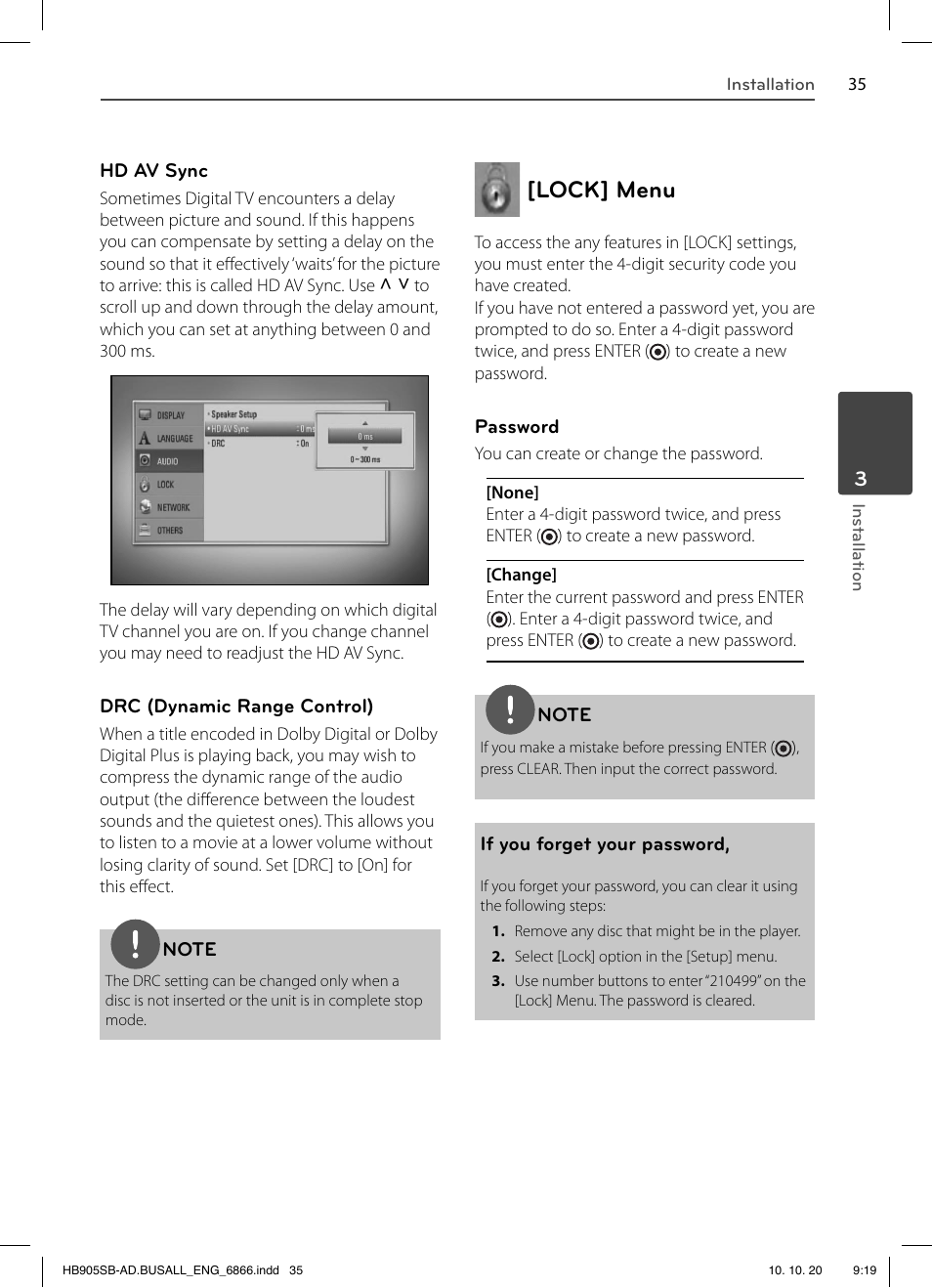 Lock] menu | LG LHB535 User Manual | Page 35 / 112