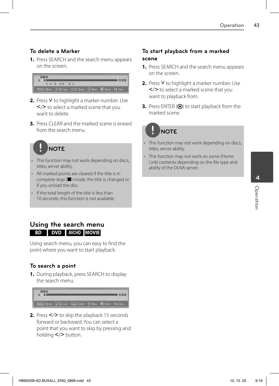 Using the search menu | LG LHB535 User Manual | Page 43 / 112
