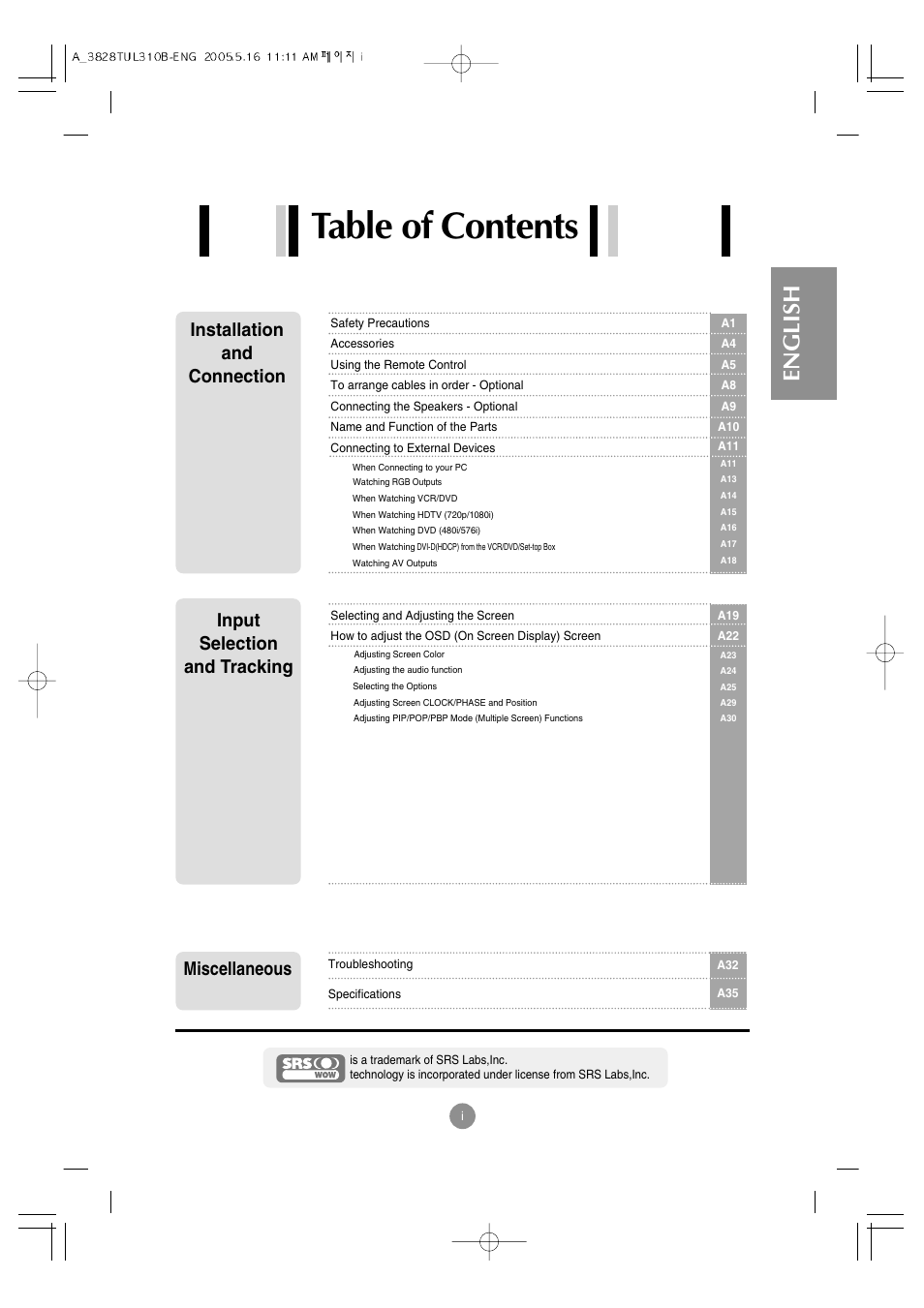 LG M3700C-BA User Manual | 60 pages