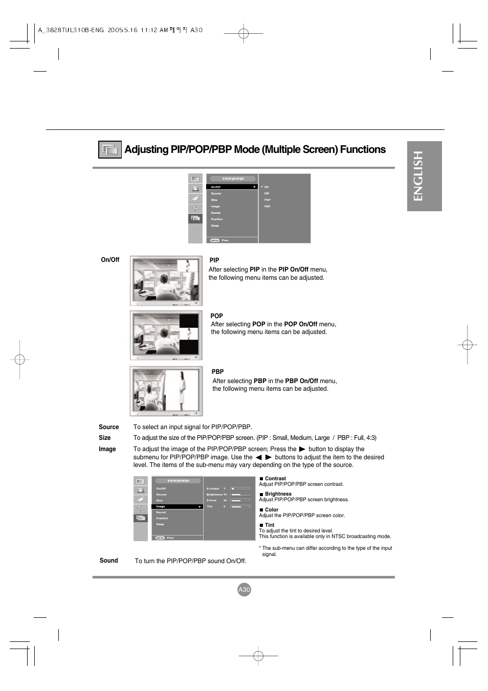 English | LG M3700C-BA User Manual | Page 31 / 60