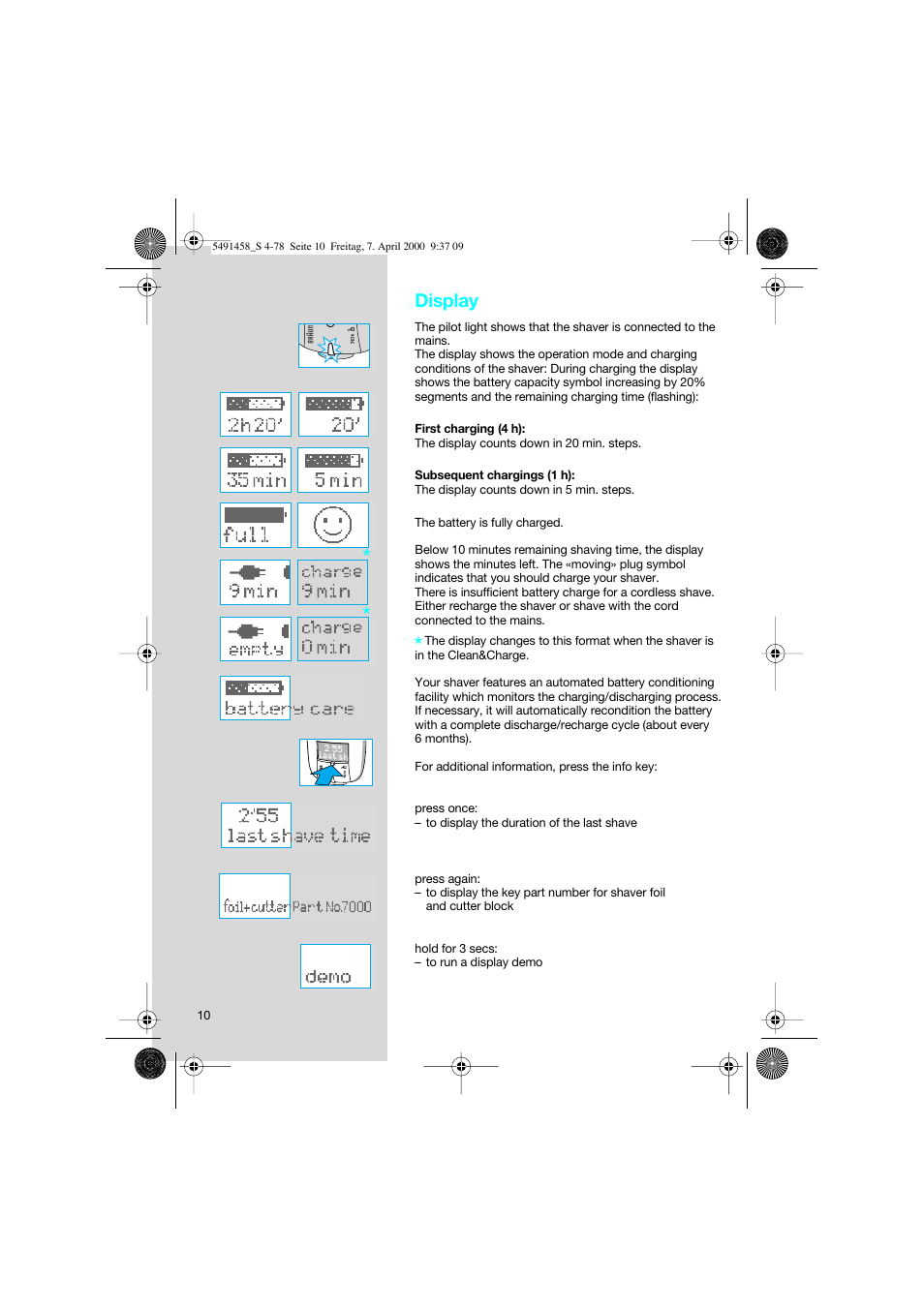 Display | Braun 7570 Syncro System User Manual | Page 10 / 76